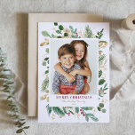 Cartão De Festividades Watercolor & Foil Winter Greenery Foto Natal<br><div class="desc">Celebre a temporada com nosso cartão de Natal fotográfico personalizável, maravilhosamente projetado com aquarela verde de inverno e sotaques elegantes de folha de ouro falso. Este cartão de Natal oferece um toque elegante e personalizado aos seus cartões de natal. Perfeito para famílias, casais ou amigos, adicione sua foto favorita e...</div>