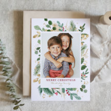 Watercolor & Foil Winter Greenery Foto Natal