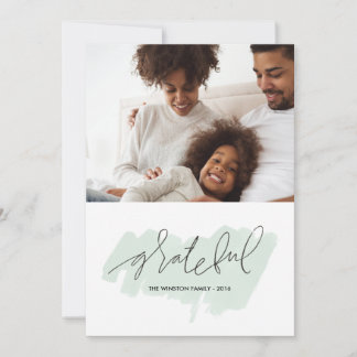 Cartão De Festividades Watercolor Grateful Holiday Photo Card - Frost