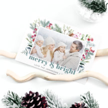 Watercolor Greens Holly Berry Foto