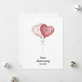 Cartão De Festividades Watercolor Heart Anniversary Card Custom Couple