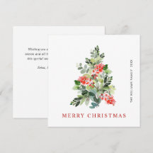 Watercolor Holly Berry Árvore Saudação