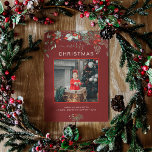 Cartão De Festividades Watercolor Holly Felry Foto de Natal Burgundy<br><div class="desc">Você vai adorar estes bonitos cartões de Natal! A característica da aquarela botânica é arrumada com névoa, ramificações de pínus, bagas e respiração de bebês. No topo, diz feliz Natal e logo abaixo você pode adicionar uma foto. A parte inferior do cartão tem um lugar para uma pequena mensagem e...</div>