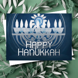 Cartão De Festividades Watercolor Menorah Happy Hanukkah