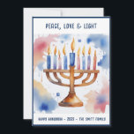 Cartão De Festividades Watercolor Menorah Happy Hanukkah<br><div class="desc">Itens temáticos de Feriado de Aquarelas Envie seus desejos com este Cartão de Feriado que contém um Chanucá Feliz e Incrível</div>