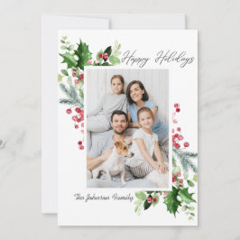 Cartão De Festividades Watercolor Mistletoe Holly Berry FOTO DE Natal