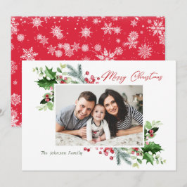 Cartão De Festividades Watercolor Mistletoe Holly Berry FOTO DE Natal