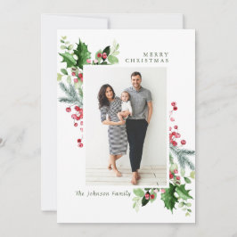 Cartão De Festividades Watercolor Mistletoe Holly Berry FOTO DE Natal