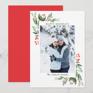 Cartão De Festividades Watercolor Mistletoe Holly Berry FOTO DE Natal