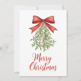 Cartão De Festividades Watercolor Mistletoe Merry Christmas