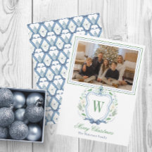 Watercolor Monograma Chinoiserie Jar Crest Foto