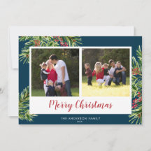 Watercolor Pine 2 Foto Azul Feliz Natal