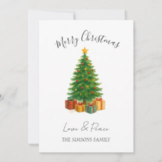 Cartão De Festividades Watercolor Pine Merry Christmas Tree