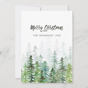 Cartão De Festividades Watercolor Pine Trees Foto de Natal