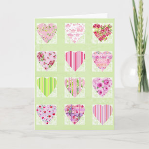 Cartão De Festividades Watercolor Pink Hearts CollageValentine's Day Card