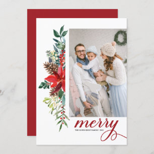 Cartão De Festividades Watercolor Poinsettia Botânica Feliz Natal