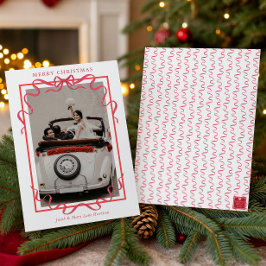 Cartão De Festividades Watercolor Red Bow Photo