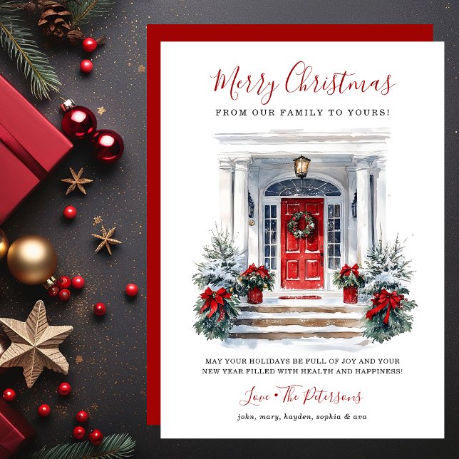 Cartão De Festividades Watercolor Red Front Doy Felry Natal (Criador carregado)