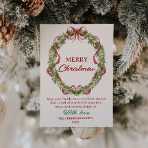 Watercolor Red Green Wreath Christmas Non-Photo