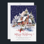 Cartão De Festividades Watercolor Rustic Winter 3 Photo Felry Christmas<br><div class="desc">Este elegante cartão de Natal apresenta a casa de férias com aquarela com texto personalizável para sua saudação e nome da família. A parte traseira apresenta 3 das suas fotos favoritas e mensagens personalizadas num fundo azul de marinho. Perfeito por enviar torcida de férias para seus amigos e família.</div>