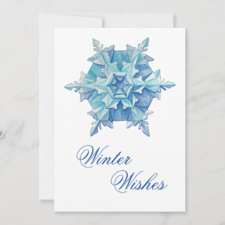 Cartão De Festividades Watercolor Snowflake
