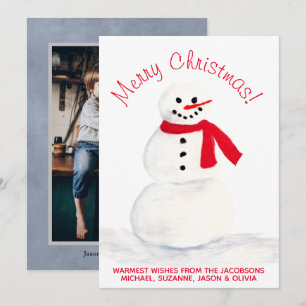 Cartão De Festividades Watercolor Snowman Feliz Foto De Natal De Volta