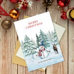 Cartão De Festividades Watercolor Snowman Rabbit e Reindeer Christmas<br><div class="desc">Mande desejos de Natal aquecidos com este charmoso cartão de Natal com uma snowman alegre num cachecol vermelho, um coelho doce, uma rena, e árvores verdes e nevadas. Perfeito para a família, amigos e entes queridos, esta festiva design de inverno faz um delicioso cartão de saudação de Natal para espalhar...</div>