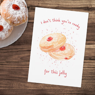 Cartão De Festividades Watercolor Sufganiyot Jelly Rosquinha Funny Hanukk