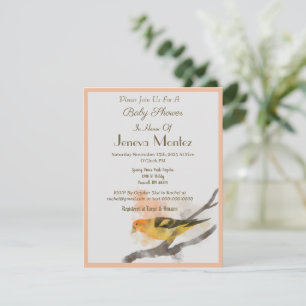 Cartão De Festividades Watercolor Western Tanager Yellow Bird Branch