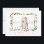 Cartão De Festividades Watercolor Winter Berries and Greenery<br><div class="desc">Destaque sua foto favorita da família em seus cartões de natal nesta temporada!  Quer você comemore o Natal,  Chanucá ou simplesmente queira enviar nossa saudação de Ano Novo para seus amigos e família,  Blush Paper Co. tem o cartão de feriado perfeito para você.</div>
