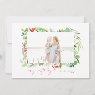 Cartão De Festividades Watercolor Winter Berries and Greenery