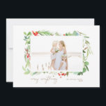 Cartão De Festividades Watercolor Winter Berries and Greenery<br><div class="desc">Destaque sua foto favorita da família em seus cartões de natal nesta temporada!  Quer você comemore o Natal,  Chanucá ou simplesmente queira enviar nossa saudação de Ano Novo para seus amigos e família,  Blush Paper Co. tem o cartão de feriado perfeito para você.</div>