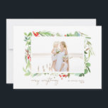 Cartão De Festividades Watercolor Winter Berries and Greenery<br><div class="desc">Destaque sua foto favorita da família em seus cartões de natal nesta temporada!  Quer você comemore o Natal,  Chanucá ou simplesmente queira enviar nossa saudação de Ano Novo para seus amigos e família,  Blush Paper Co. tem o cartão de feriado perfeito para você.</div>