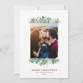 Cartão De Festividades Watercolor Winter Foliage Christmas Family Letter
