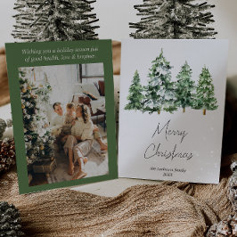Cartão De Festividades Watercolor Winter Snow Pine Trees Foto de Natal