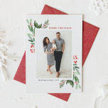 Cartão De Festividades Watercolor Winterberry e Holly Photo Christmas<br><div class="desc">Mande uma alegria festiva com o nosso cartão de Natal fotográfico personalizável, com coloração de água holly e winterberry. Este cartão de feriado botânico combina a beleza eterno das folhas sagradas com o charme sazonal das winterberry. Perfeito para famílias, amigos ou saudações corporativas, este cartão de feriado fotográfico oferece um...</div>