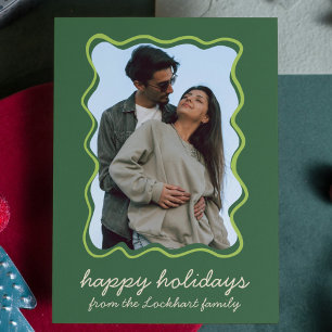 Cartão De Festividades Wavy Hand Drawn Funky Whimsical Border Foto