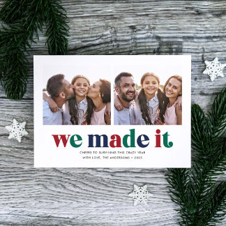 Cartão De Festividades We Made It Two Photo Christmas