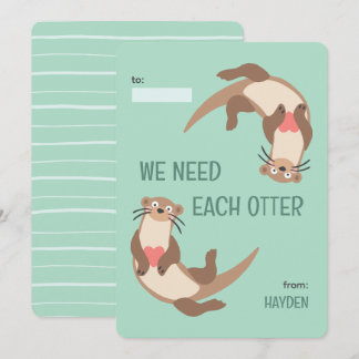 Cartão De Festividades We need each otter classroom valentine's day card