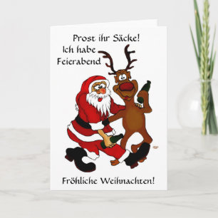 Cartão De Festividades Weihnachtsmann mit Elch