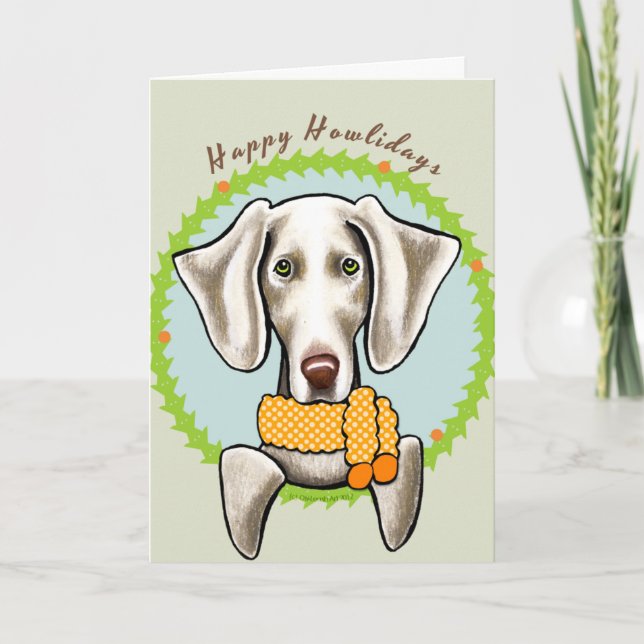 Cartão De Festividades Weimaraner Howlidays feliz (Frente)