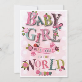 Cartão De Festividades Welcome Baby Girl, geboortekaart