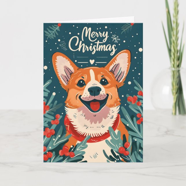 Cartão De Festividades Welsh Corgi Christmas (Frente)