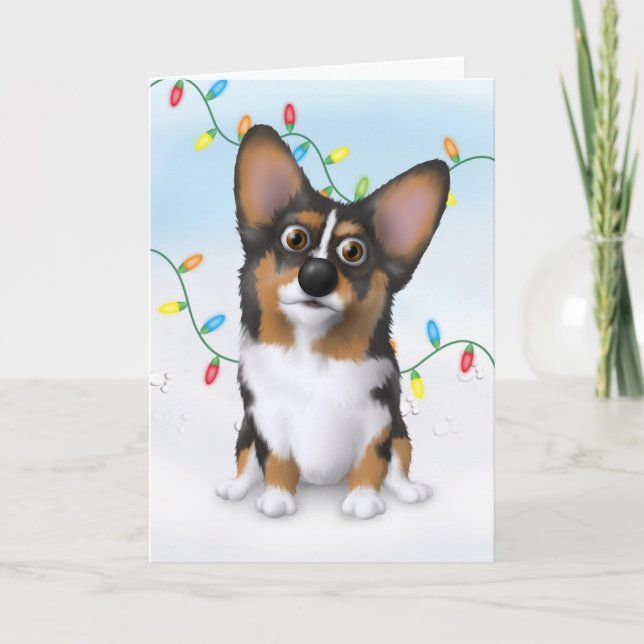 Cartão De Festividades Welsh Corgi WC1 Natal (Frente)