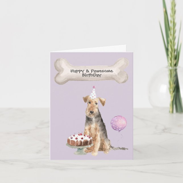Cartão De Festividades Welsh Terrier Dog Party - Um pãozinho feliz (Frente)