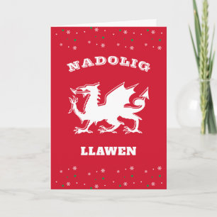 Cartão De Festividades Welsh Themed Dragon Nadolig Llawen Felry Natal