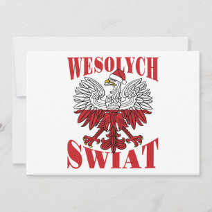 Cartão De Festividades Wesolych Swiat Polonês Eagle Santa Hat
