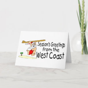 Cartão De Festividades West Coast Greetings Surfing Santa