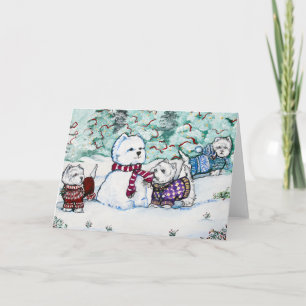 Cartão De Festividades West Highland White Terrier Snowman
