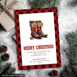 Cartão De Festividades Western Christmas card cowboy boots design